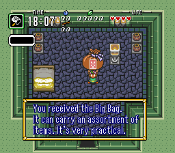 Sahasrahla gives you the  Big Bag full of items.
